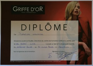 Diplôme Prothésiste Ongulaire Griffe d'Or    